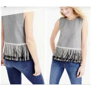 Women's J. Crew Top XS Gray Fringe Sleeveless